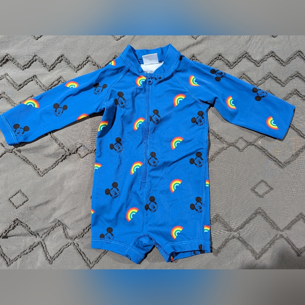Hanna Andersson Disney Collection Blue Mickey Rashguard, 6-12m